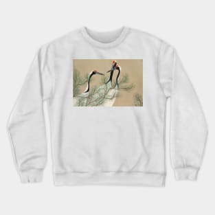 Cranes from Momoyogusa–Flowers of a Hundred Generations (1909) by Kamisaka Sekka Crewneck Sweatshirt